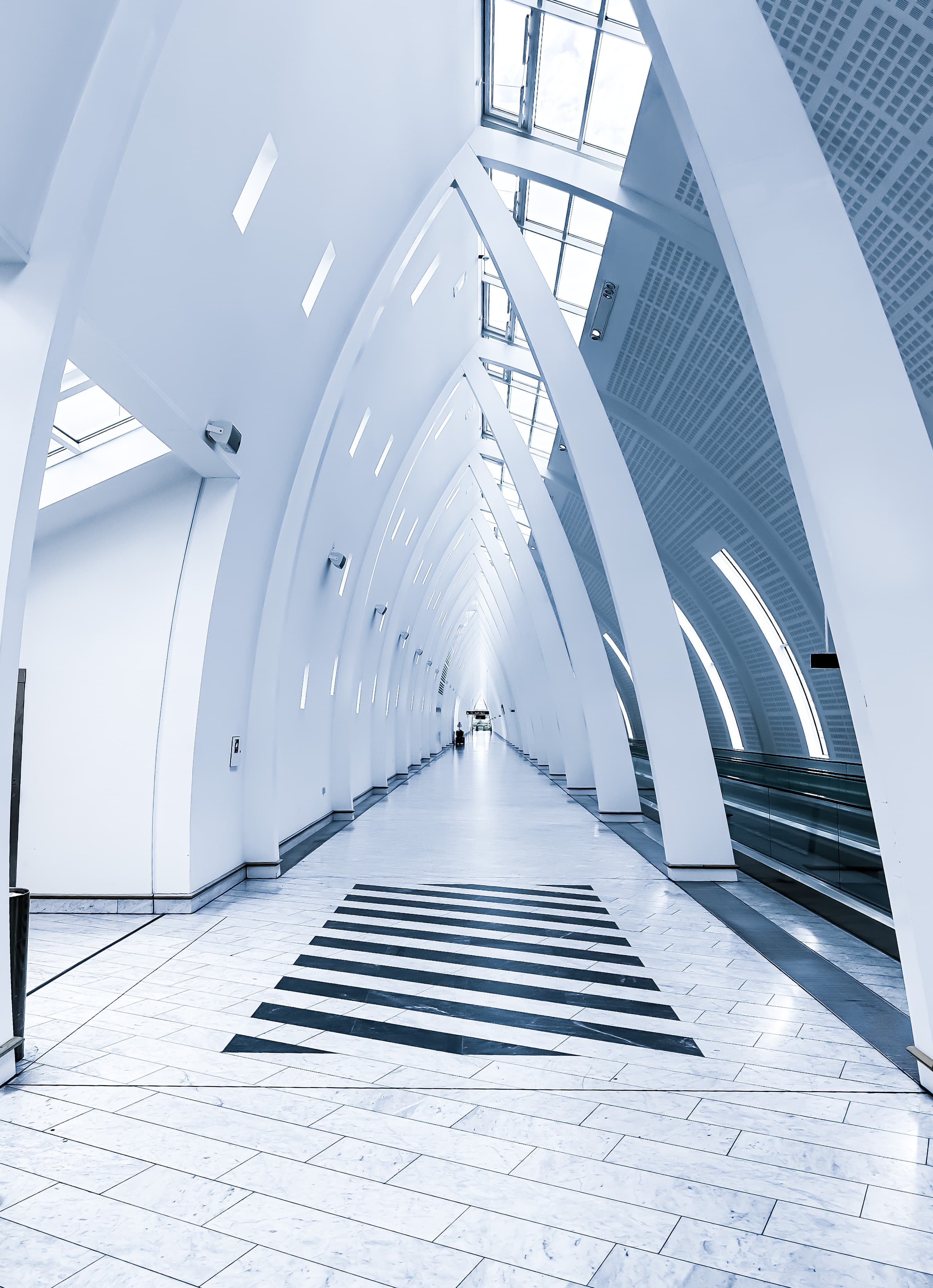 Bright modern architectural passageway